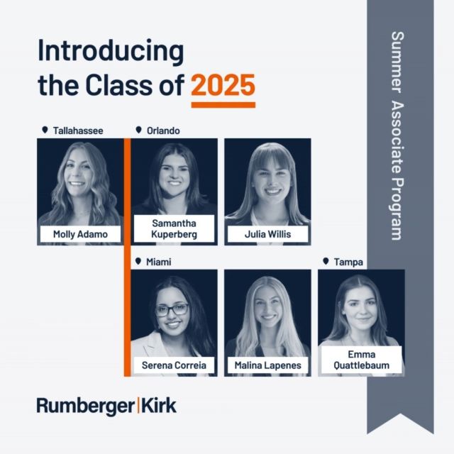 🌟 Welcome to our 2025 Summer Associates! 🌟 Click on link in bio to follow their journey all summer long. #RKSummerAssociates @fsucollegeoflaw, @uflaw, @stetsonlawschool, @fiu_law