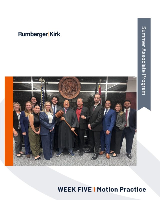 Week five brought even more opportunities for our summer associates to grow as future advocates.

From courtroom presentations and legal research to mediations, hearings and hands-on litigation experience, this week's spotlight features Cory Adika and Blake Garcia from @fiu_law and Lindsay Becker from @barryulaw who continue building skills that extend far beyond the classroom.

Read their latest blog posts at the link in bio or on the RK Summer Associate Blog: https://www.rumberger.com/summer-associate/blog

#RKSummerAssociates #YouBelongHere #RumbergerKirk